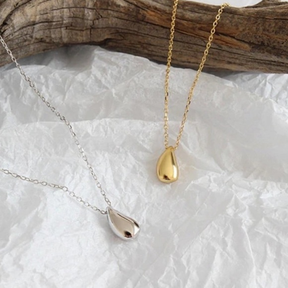NEW 925 STERLING SILVER WATERDROP NECKLACE, NICE NECKLACE, CUTE NECKLACE - Picture 3 of 5